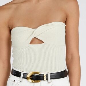 dissh BIANCA CREAM BANDEAU KNIT TOP